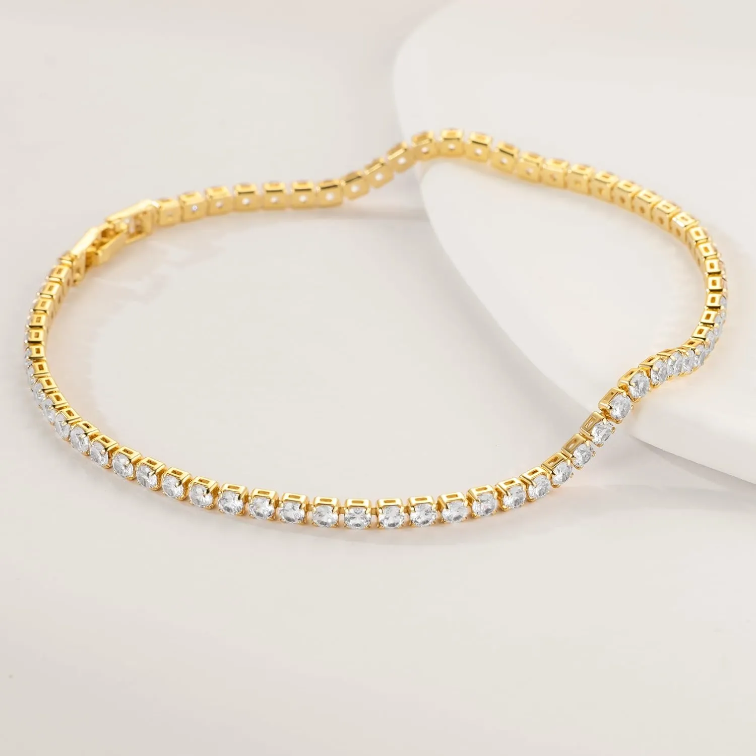 Ankle Bracelets for Women 14K Gold Anklets Waterproof Tennis Chain Beach Anklets Womens Gold Jewelry 2.5 mm Toggle Latch 9, 10, 11 in