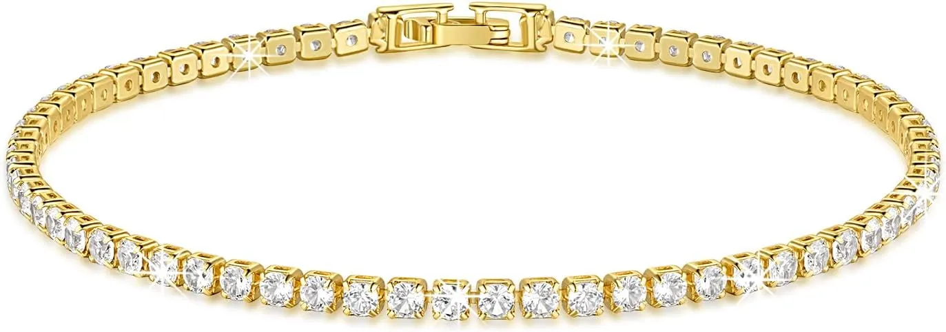 Ankle Bracelets for Women 14K Gold Anklets Waterproof Tennis Chain Beach Anklets Womens Gold Jewelry 2.5 mm Toggle Latch 9, 10, 11 in