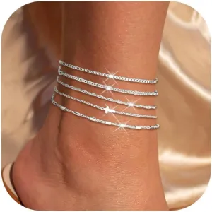 Ankle Bracelets for Women Gold Anklets Summer Beach Vacation Outfits Cuba Paperclip Anklet Dainty Link Chain Ankles Foot Jewelry