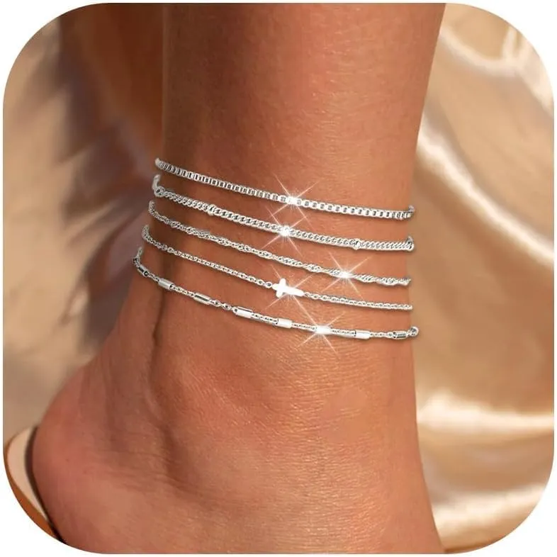 Ankle Bracelets for Women Gold Anklets Summer Beach Vacation Outfits Cuba Paperclip Anklet Dainty Link Chain Ankles Foot Jewelry