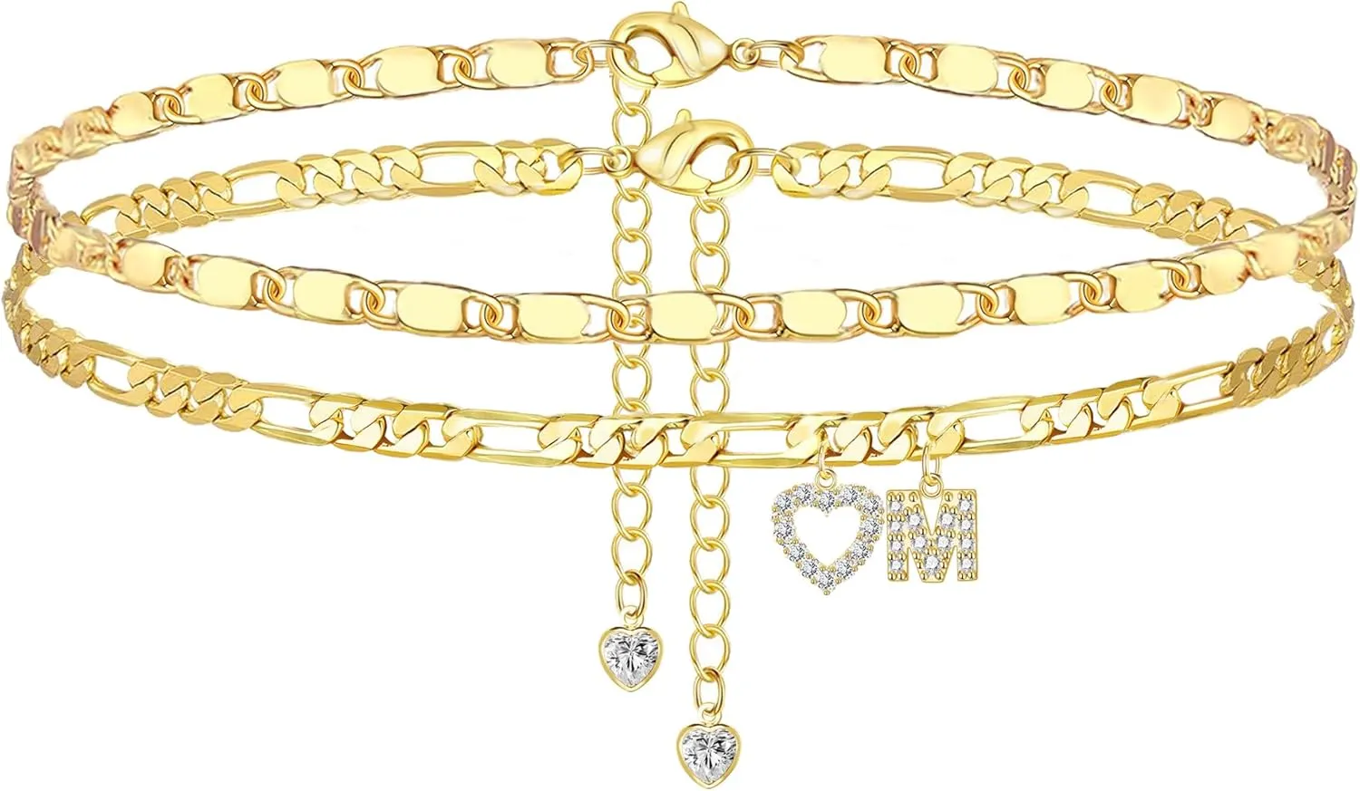 Ankle Bracelets for Women,14K Gold Plated Initial Anklets Dainty Heart Letter Ankle Bracelets Layered Gold Anklets for Women Non Tarnish A to Z Summer Beach Jewelry