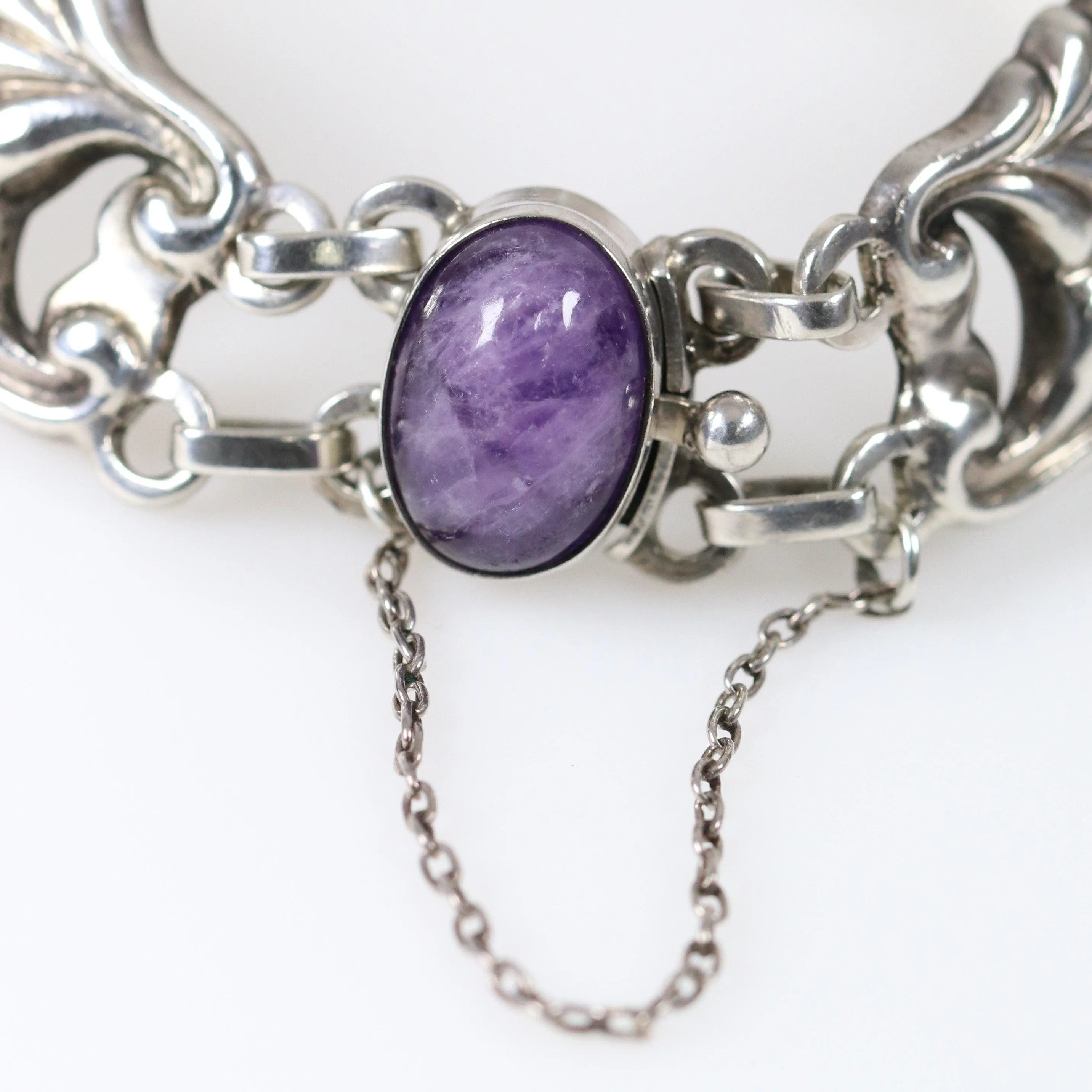 Antique Georg Jensen Jewelry | Rare Amethyst Bracelet 5