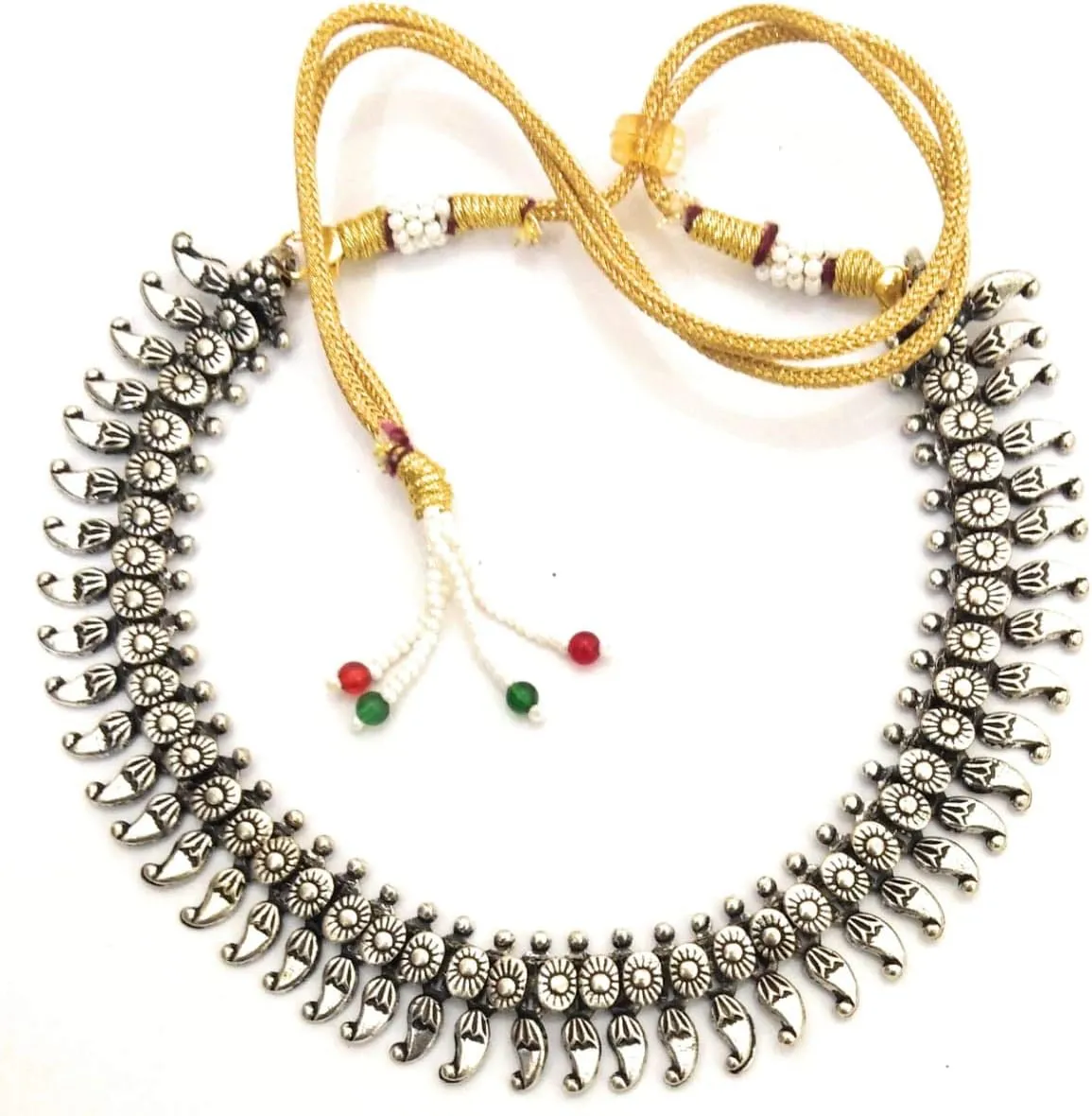athizay Collar Necklaces Indian Hasli Ethnic silver Jewelry oxidised for women traditional Jewellery antique texture Metal Necklace
