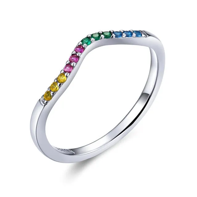 BAMOER 100% 925 Sterling Silver Water Droplet Clear CZ Finger Rings for Women Wedding Engagement Jewelry Girlfriend Gift PA7649