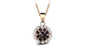 Black Crystal Cute Flowers Pendants Necklace