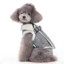 BLACK HOUNDSTOOTH FURRY HARNESS VEST