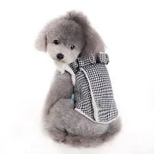 BLACK HOUNDSTOOTH FURRY HARNESS VEST