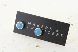 blue chalcedony stud - 6mm