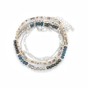 Bracelet Set of 5-Gunmetal Silver