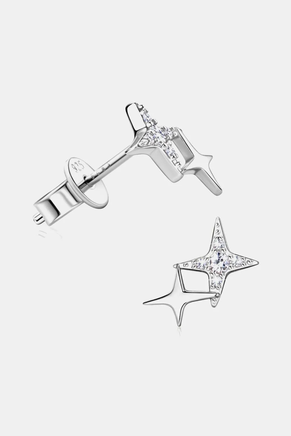 Celestial Moissanite Star Earrings: Luxurious Sterling Silver with Gold and Platinum Finish