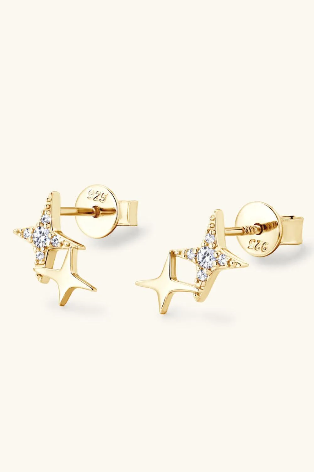 Celestial Moissanite Star Earrings: Luxurious Sterling Silver with Gold and Platinum Finish