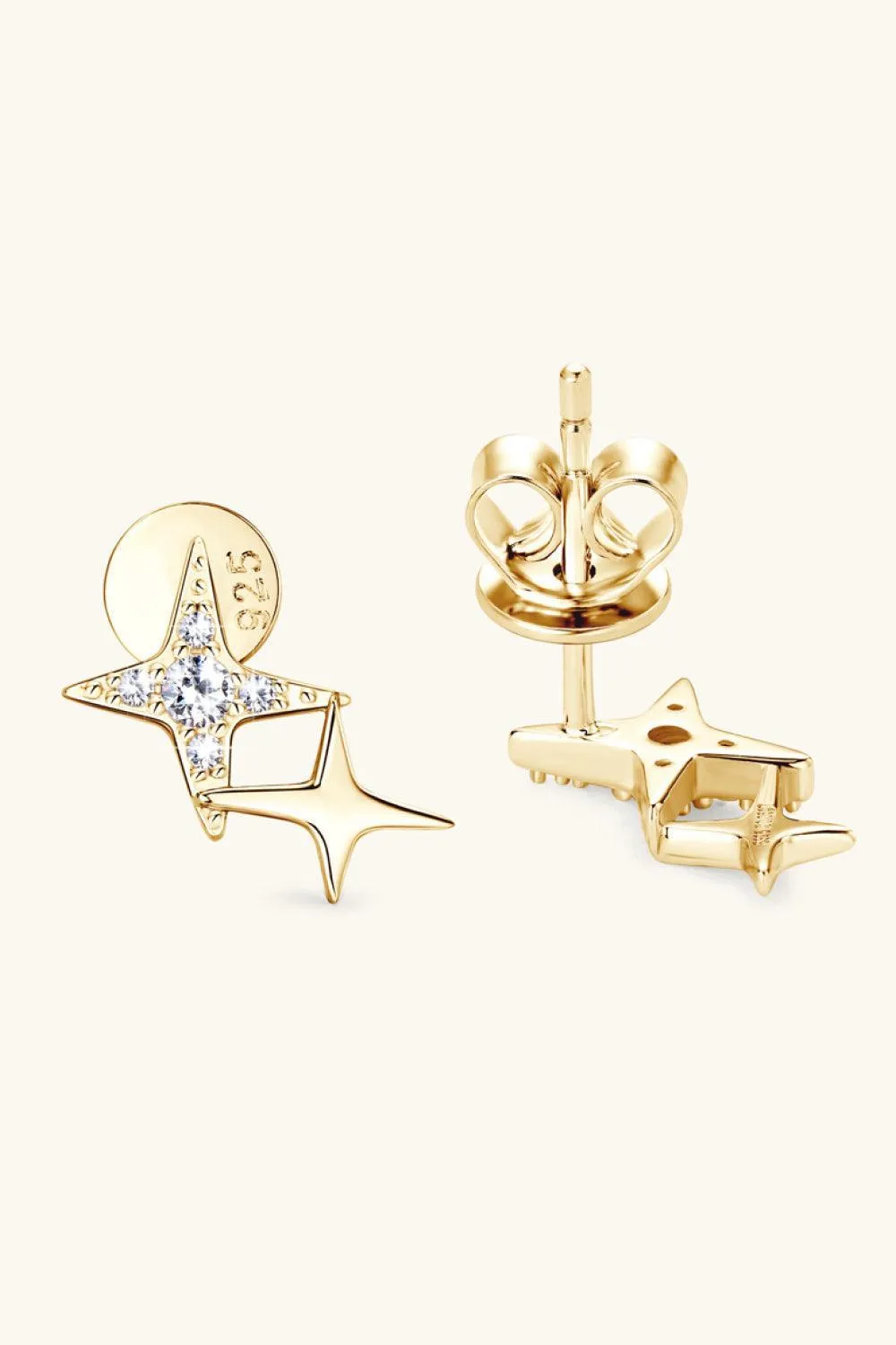 Celestial Moissanite Star Earrings: Luxurious Sterling Silver with Gold and Platinum Finish