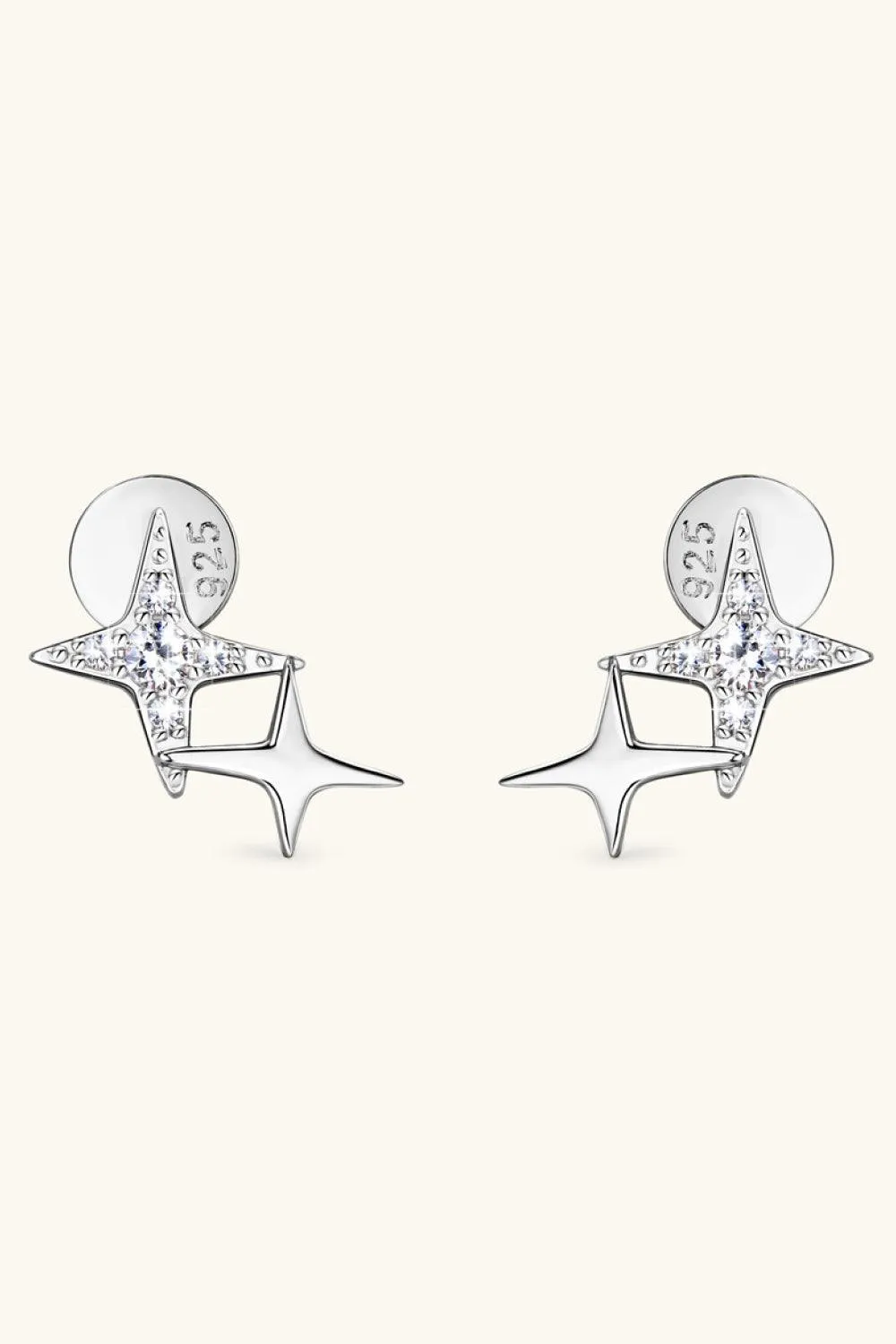 Celestial Moissanite Star Earrings: Luxurious Sterling Silver with Gold and Platinum Finish