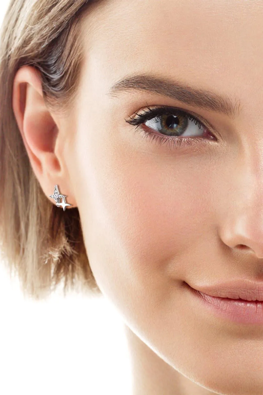 Celestial Moissanite Star Earrings: Luxurious Sterling Silver with Gold and Platinum Finish