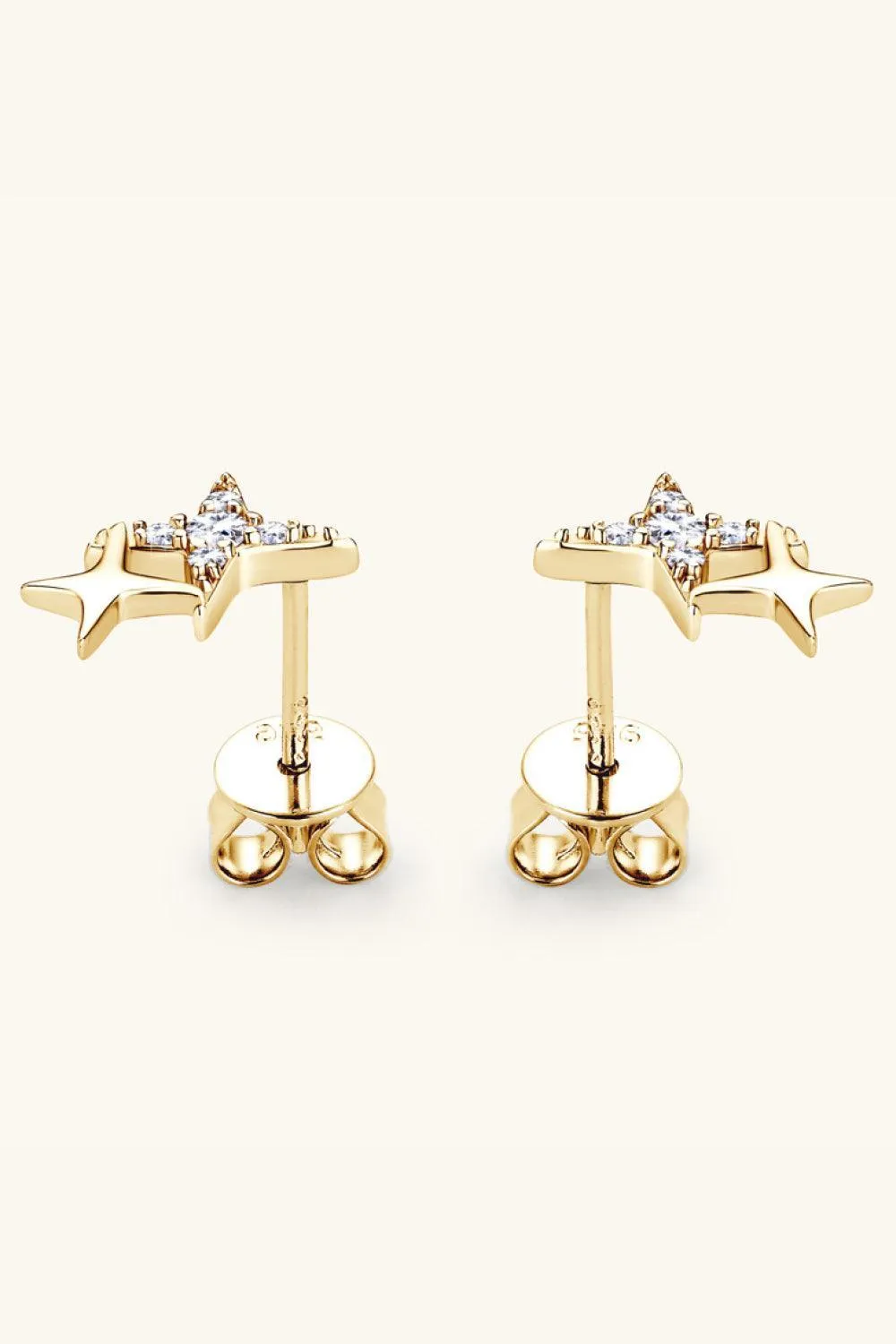 Celestial Moissanite Star Earrings: Luxurious Sterling Silver with Gold and Platinum Finish