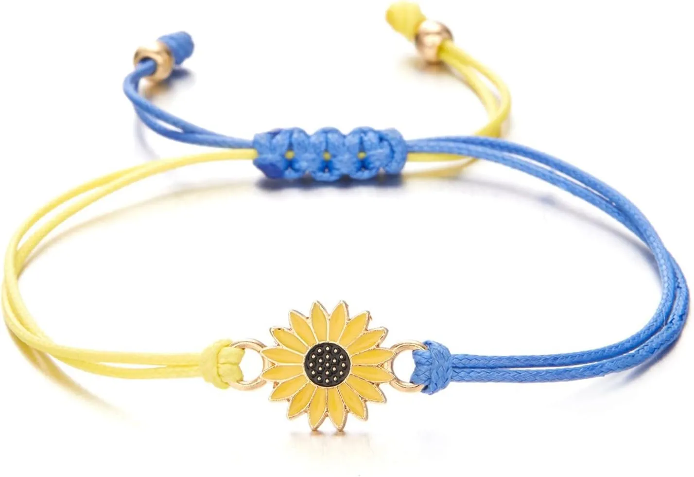Chain Bracelet Link for Teen Girls Women Ukraine Flag Design Bracelet Blue And Yellow Sunflower Wax Thread Woven Friendship Bracelet With Ukrainian Gifts Unity Cuff- Strand Stretch- Link Jewelry Gifts