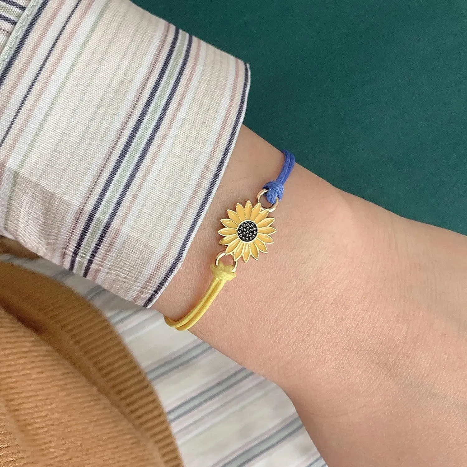 Chain Bracelet Link for Teen Girls Women Ukraine Flag Design Bracelet Blue And Yellow Sunflower Wax Thread Woven Friendship Bracelet With Ukrainian Gifts Unity Cuff- Strand Stretch- Link Jewelry Gifts