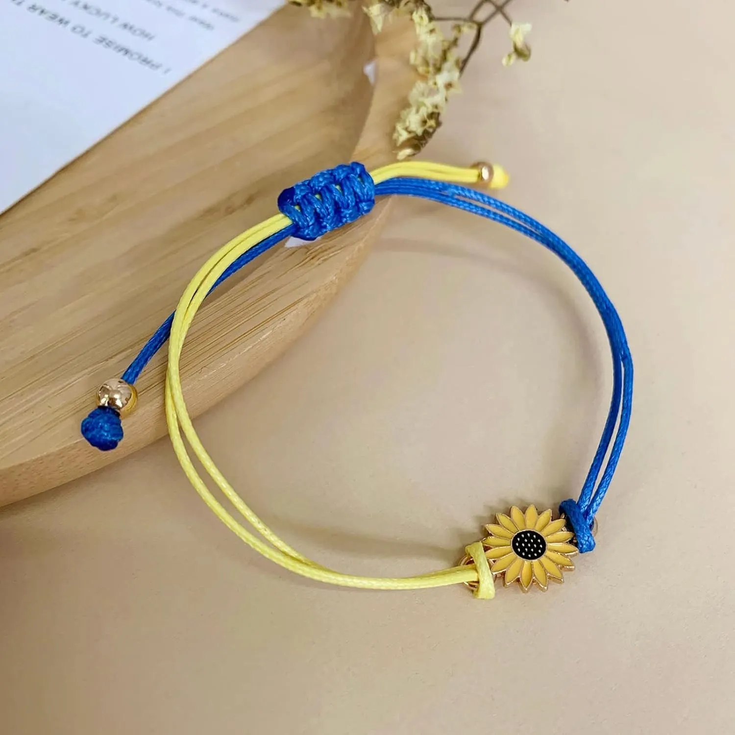 Chain Bracelet Link for Teen Girls Women Ukraine Flag Design Bracelet Blue And Yellow Sunflower Wax Thread Woven Friendship Bracelet With Ukrainian Gifts Unity Cuff- Strand Stretch- Link Jewelry Gifts