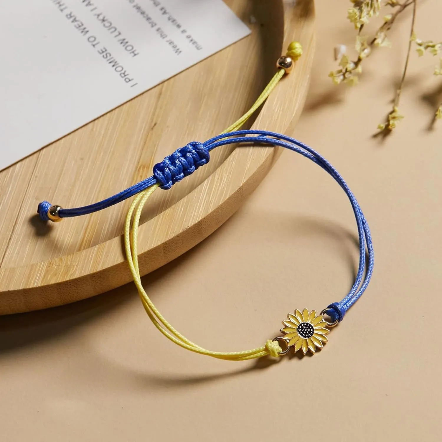 Chain Bracelet Link for Teen Girls Women Ukraine Flag Design Bracelet Blue And Yellow Sunflower Wax Thread Woven Friendship Bracelet With Ukrainian Gifts Unity Cuff- Strand Stretch- Link Jewelry Gifts