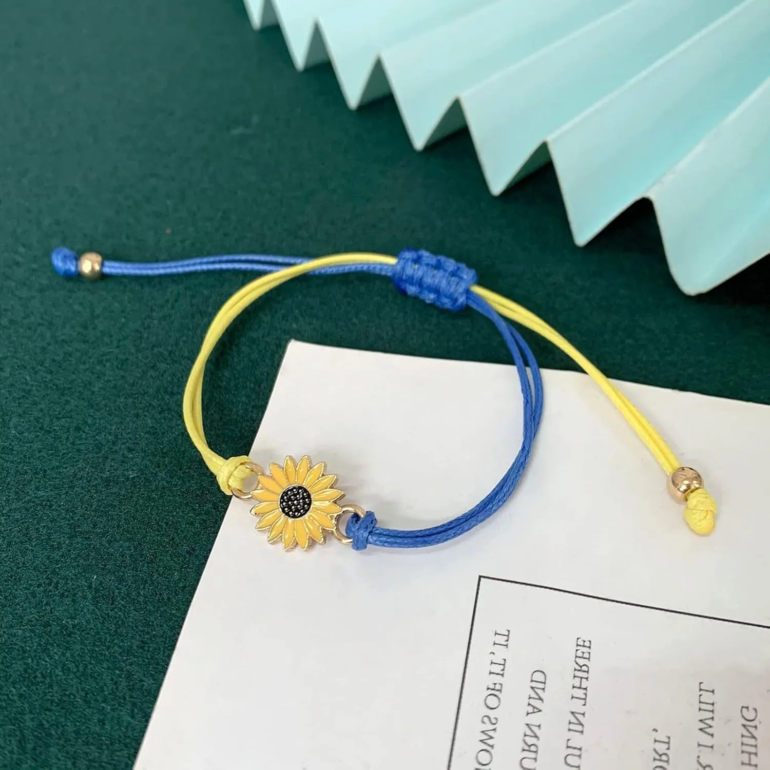 Chain Bracelet Link for Teen Girls Women Ukraine Flag Design Bracelet Blue And Yellow Sunflower Wax Thread Woven Friendship Bracelet With Ukrainian Gifts Unity Cuff- Strand Stretch- Link Jewelry Gifts