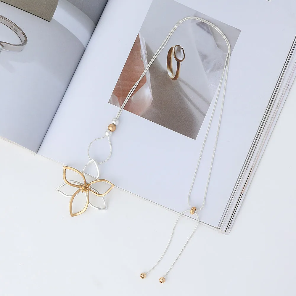 Chain Necklace for Women Fashion Jewelry Silver Gold Flower Pendant Chokers