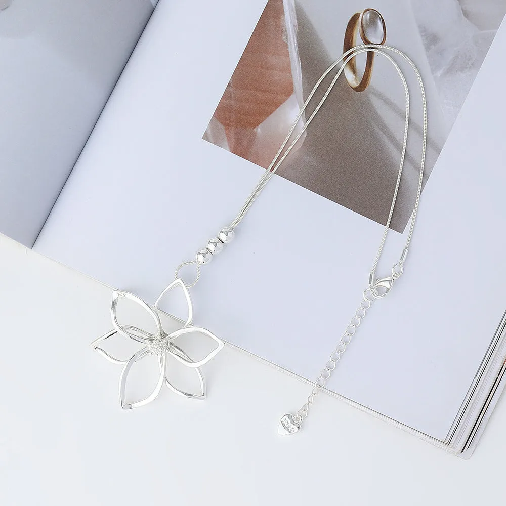 Chain Necklace for Women Fashion Jewelry Silver Gold Flower Pendant Chokers