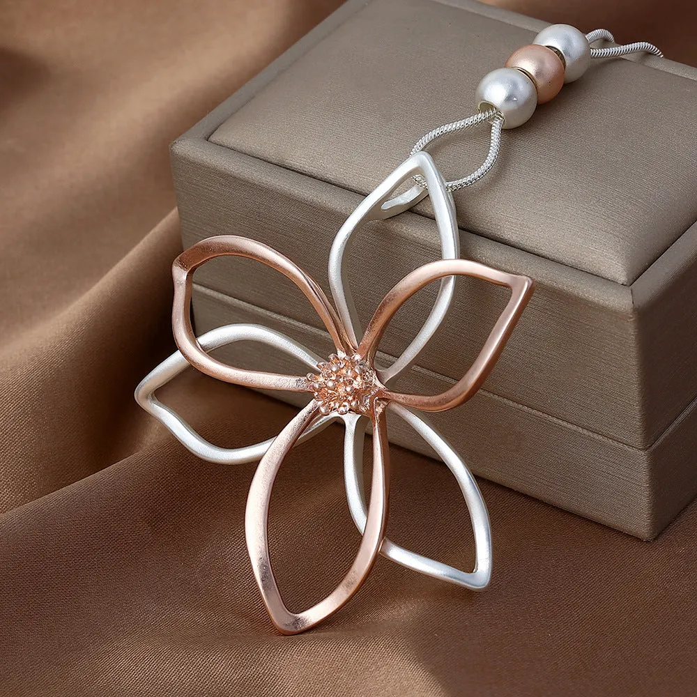 Chain Necklace for Women Fashion Jewelry Silver Gold Flower Pendant Chokers