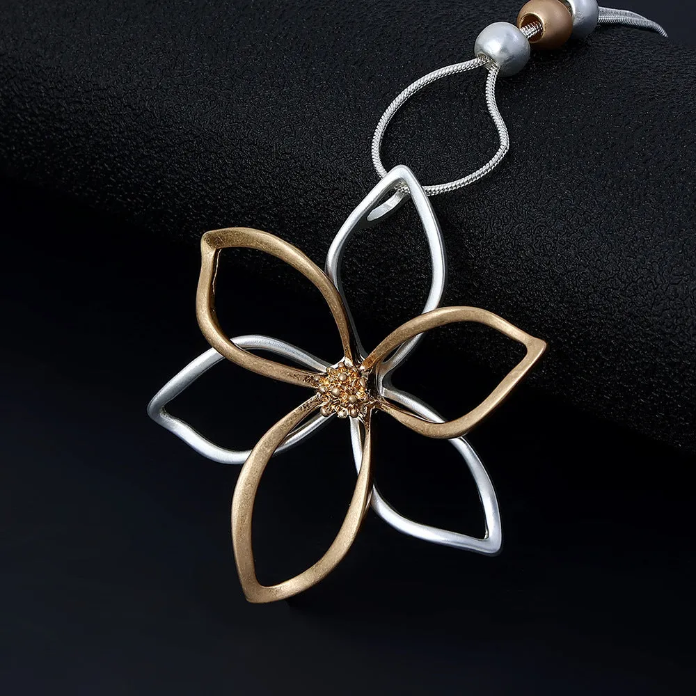Chain Necklace for Women Fashion Jewelry Silver Gold Flower Pendant Chokers