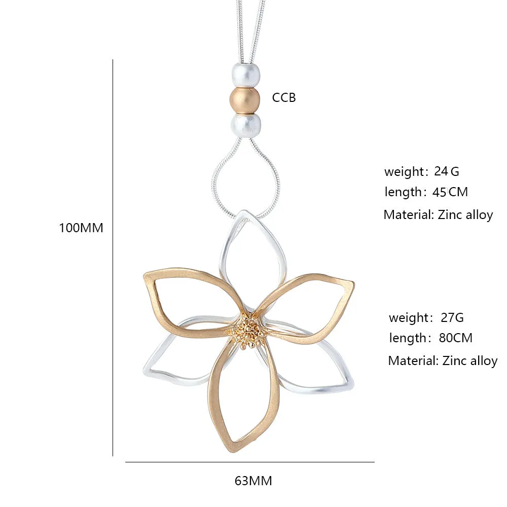 Chain Necklace for Women Fashion Jewelry Silver Gold Flower Pendant Chokers