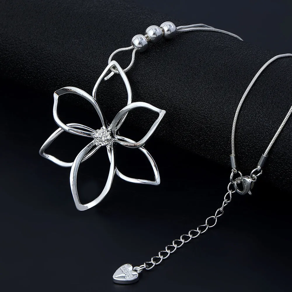 Chain Necklace for Women Fashion Jewelry Silver Gold Flower Pendant Chokers