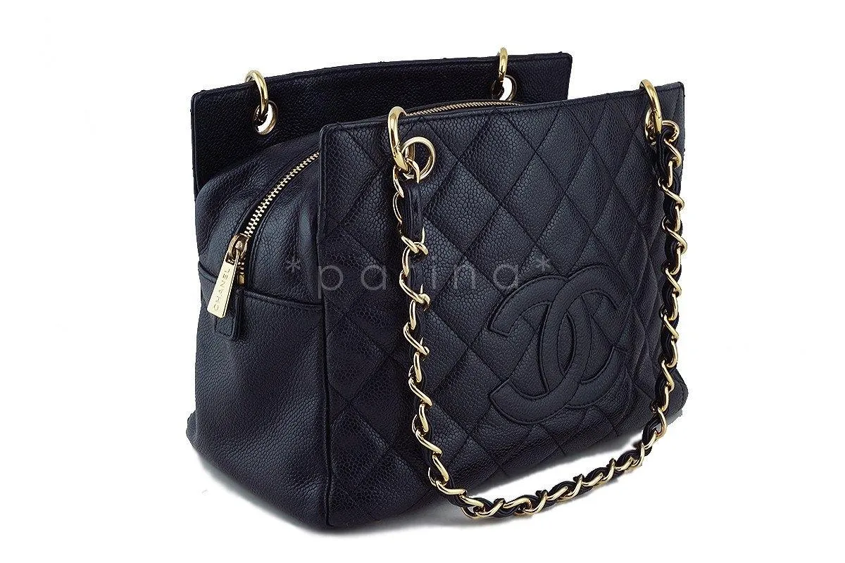 Chanel Black Caviar Quilted Timeless Shopper Tote Bag
