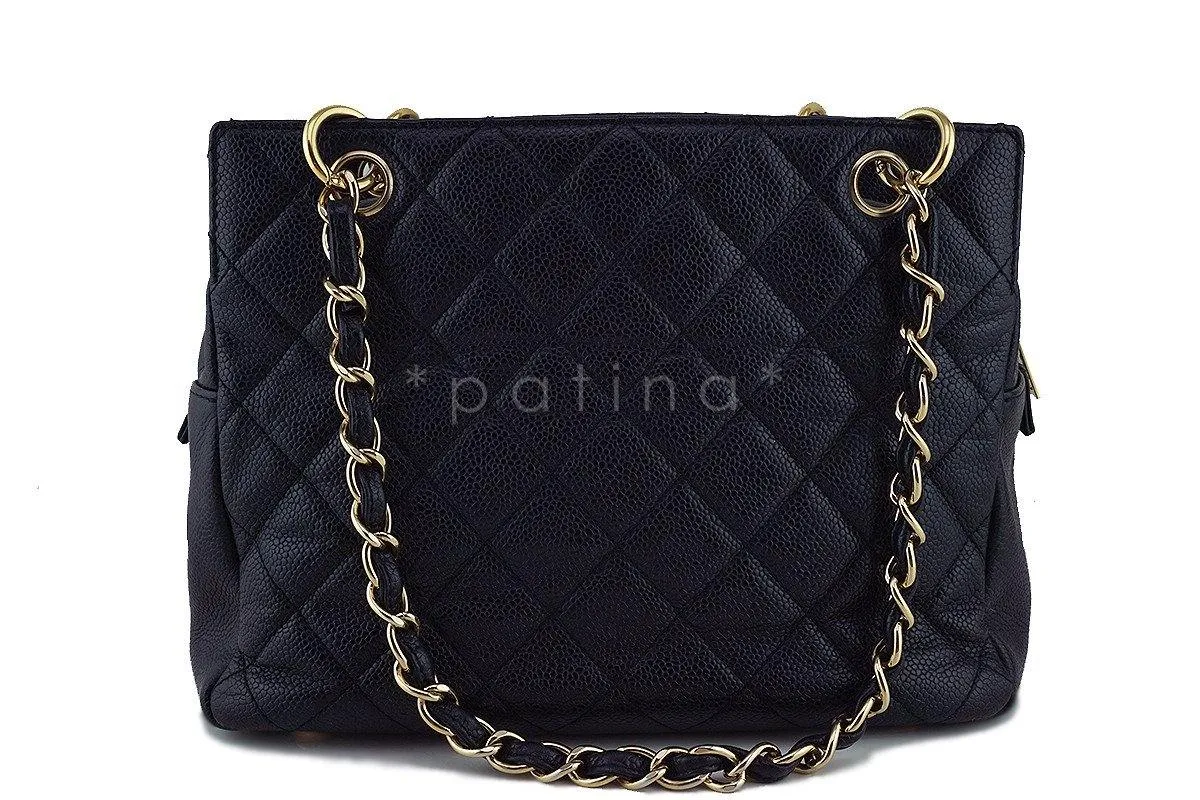 Chanel Black Caviar Quilted Timeless Shopper Tote Bag