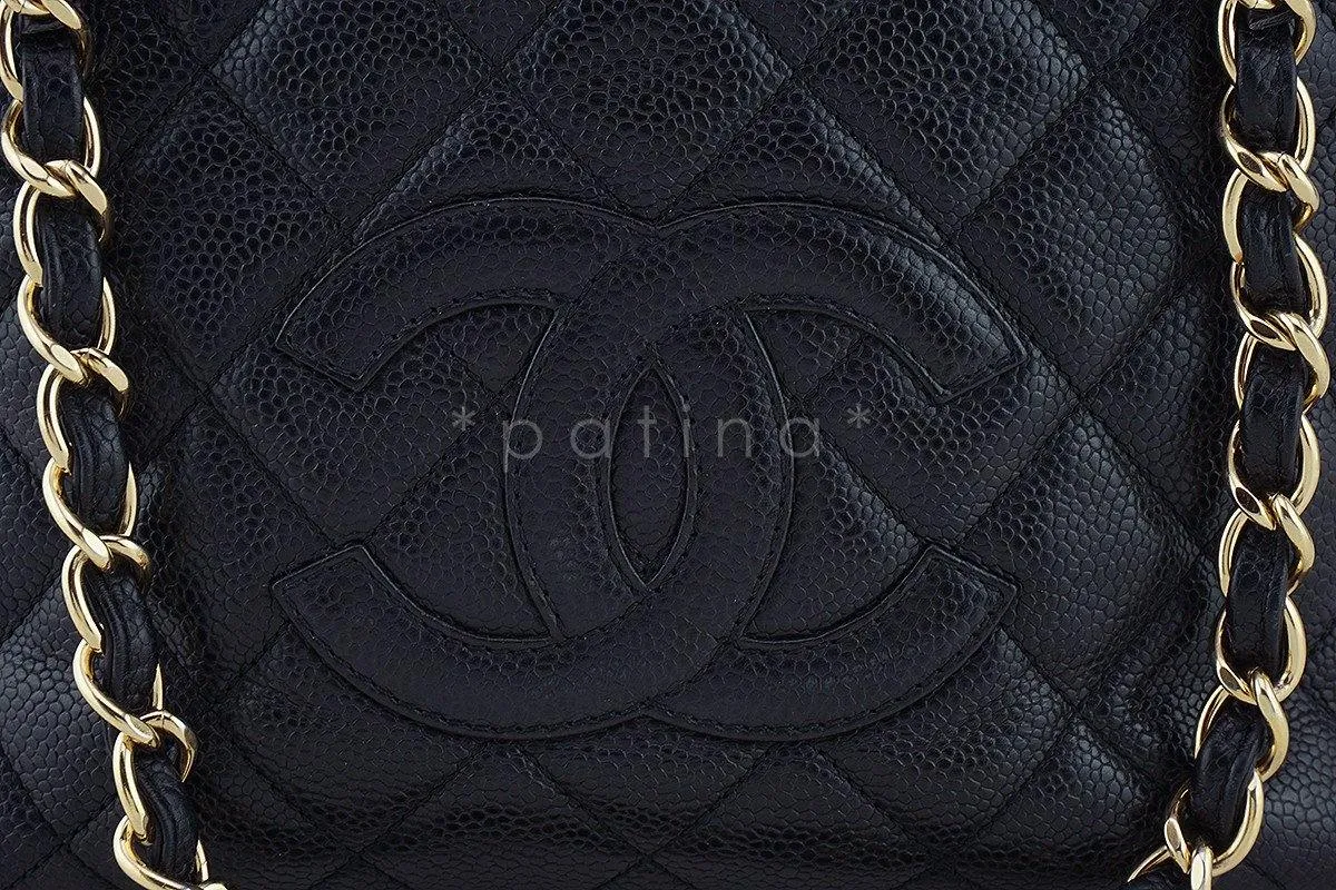 Chanel Black Caviar Quilted Timeless Shopper Tote Bag