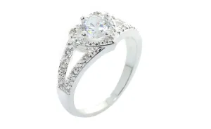 Chic Silver Plated Crystal Heart Shaped Love Wedding Ring (8)