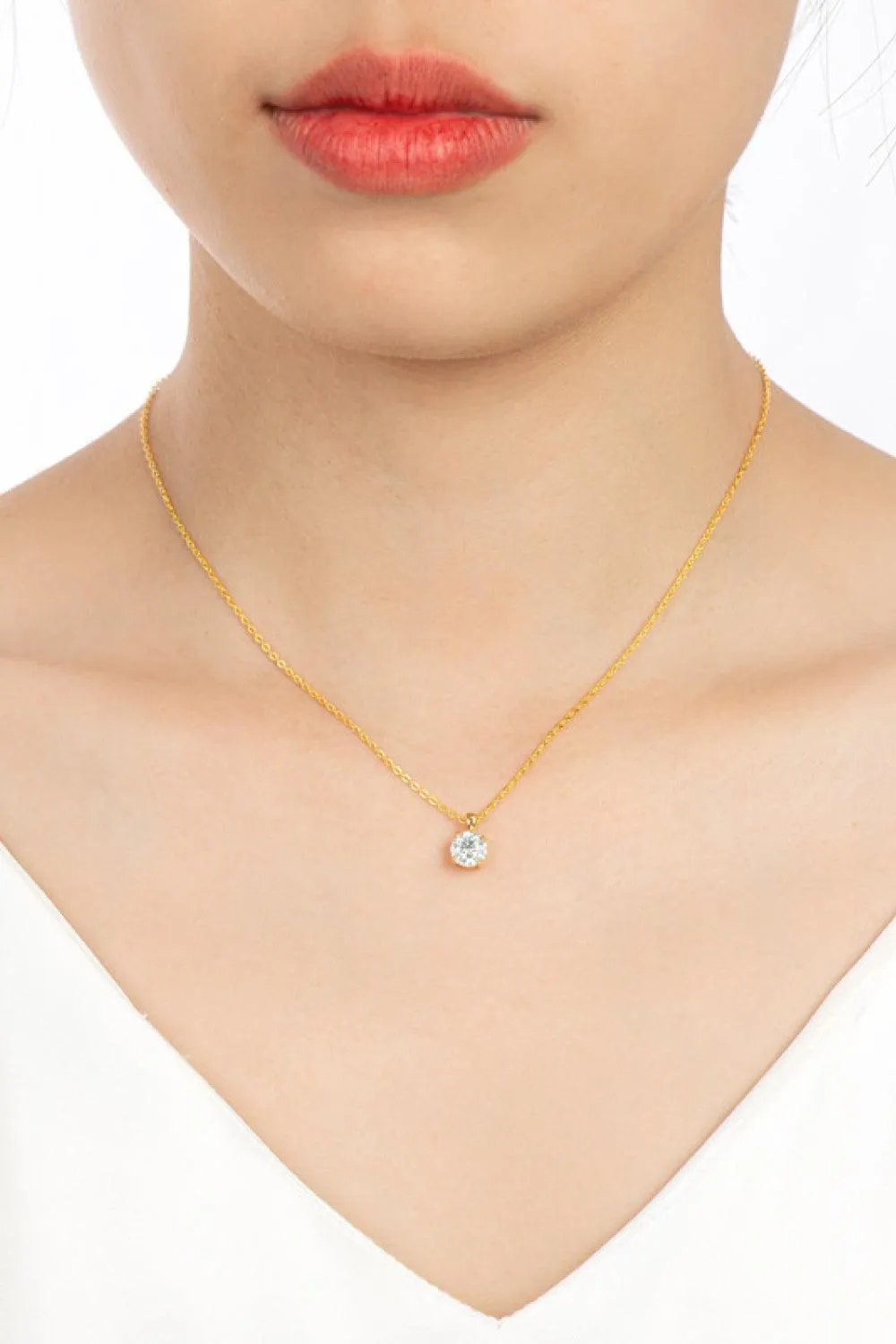Classic 1 Carat Moissanite Gold / Platinum-Plated Necklace