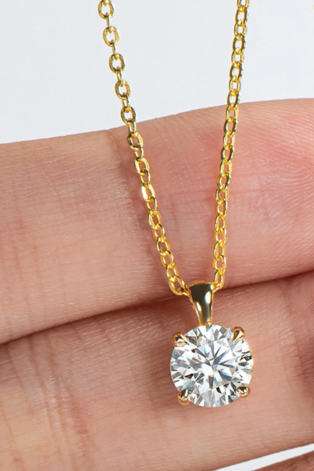 Classic 1 Carat Moissanite Gold / Platinum-Plated Necklace