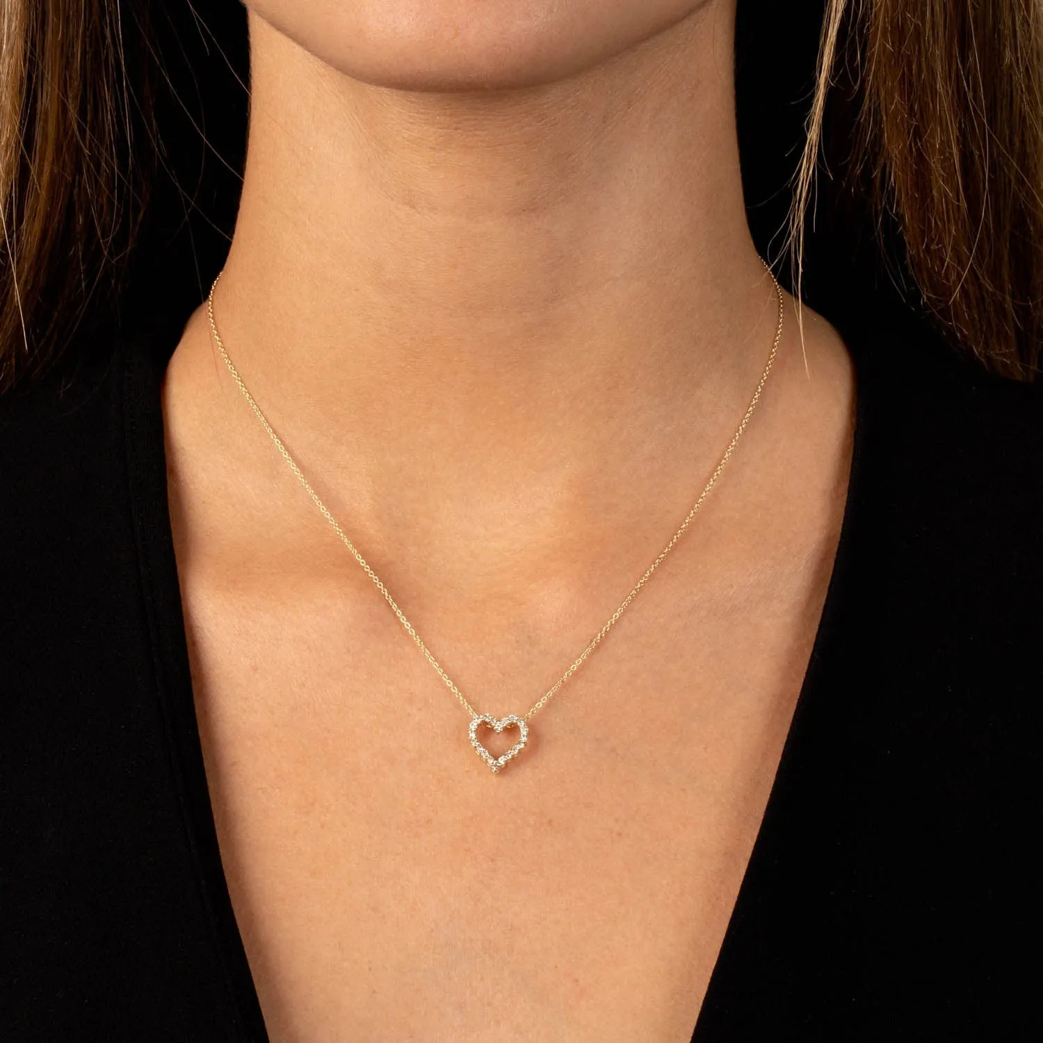 Classic Diamond Heart Necklace 14K by By Adina Eden