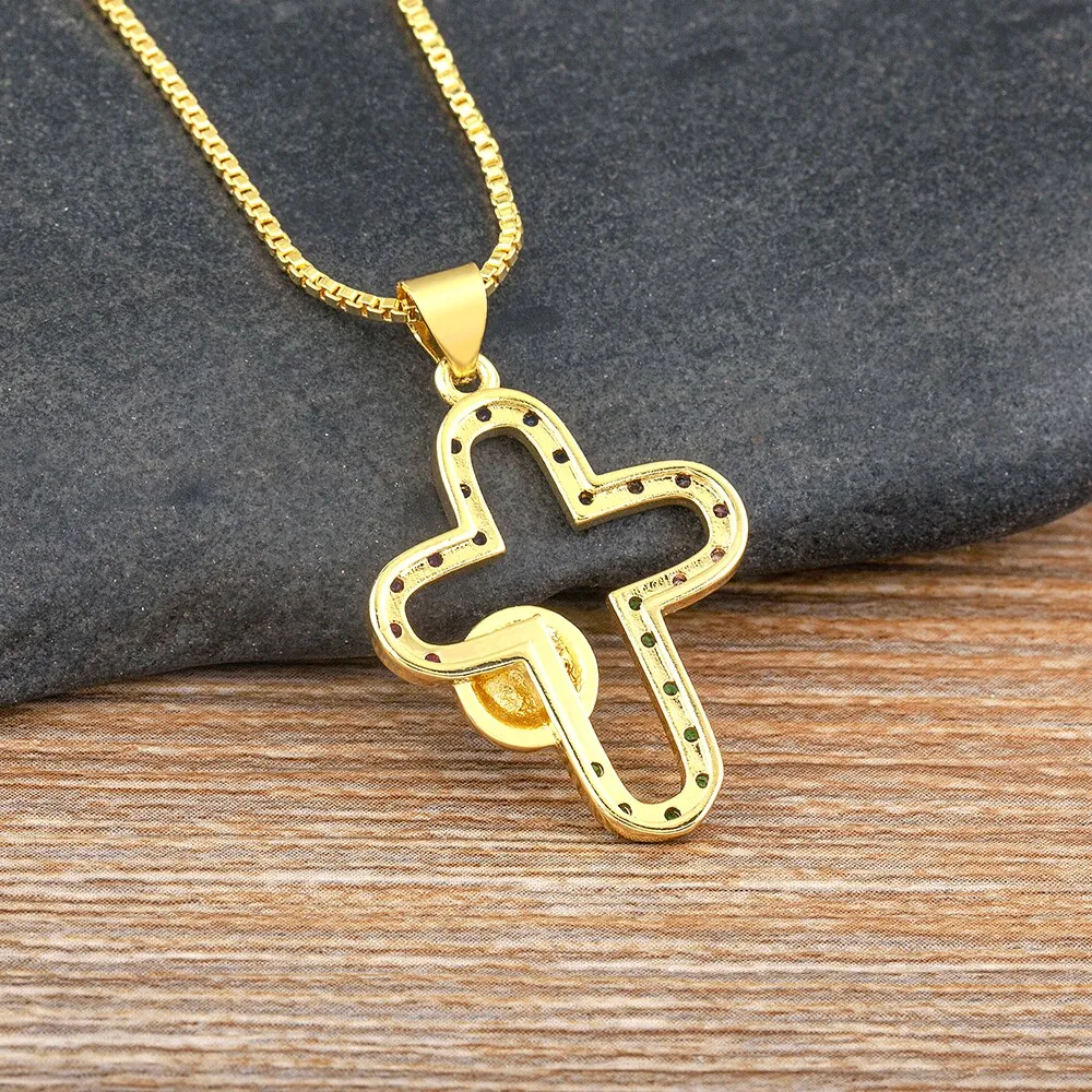 Classic Jesus Cross Hollow Pendant Necklaces for Women