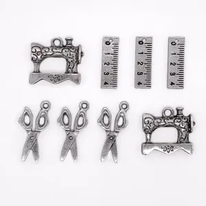 Classic Silver Sewing Charms 8pc