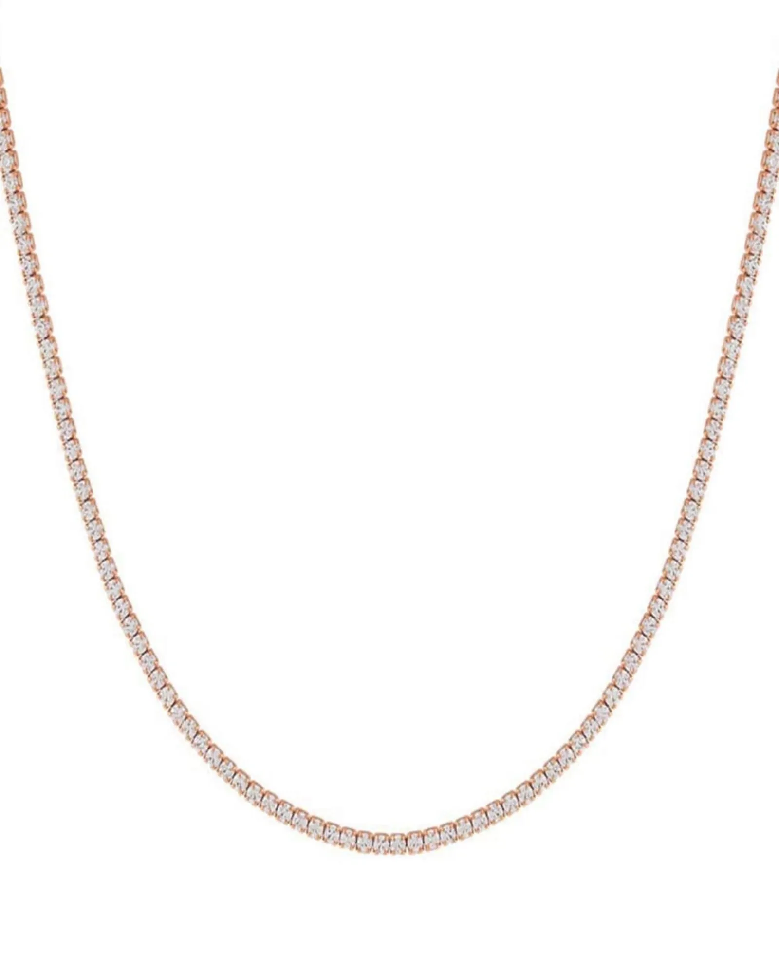 Classic Thin Tennis Necklace Rose Gold 15" | Rose Gold