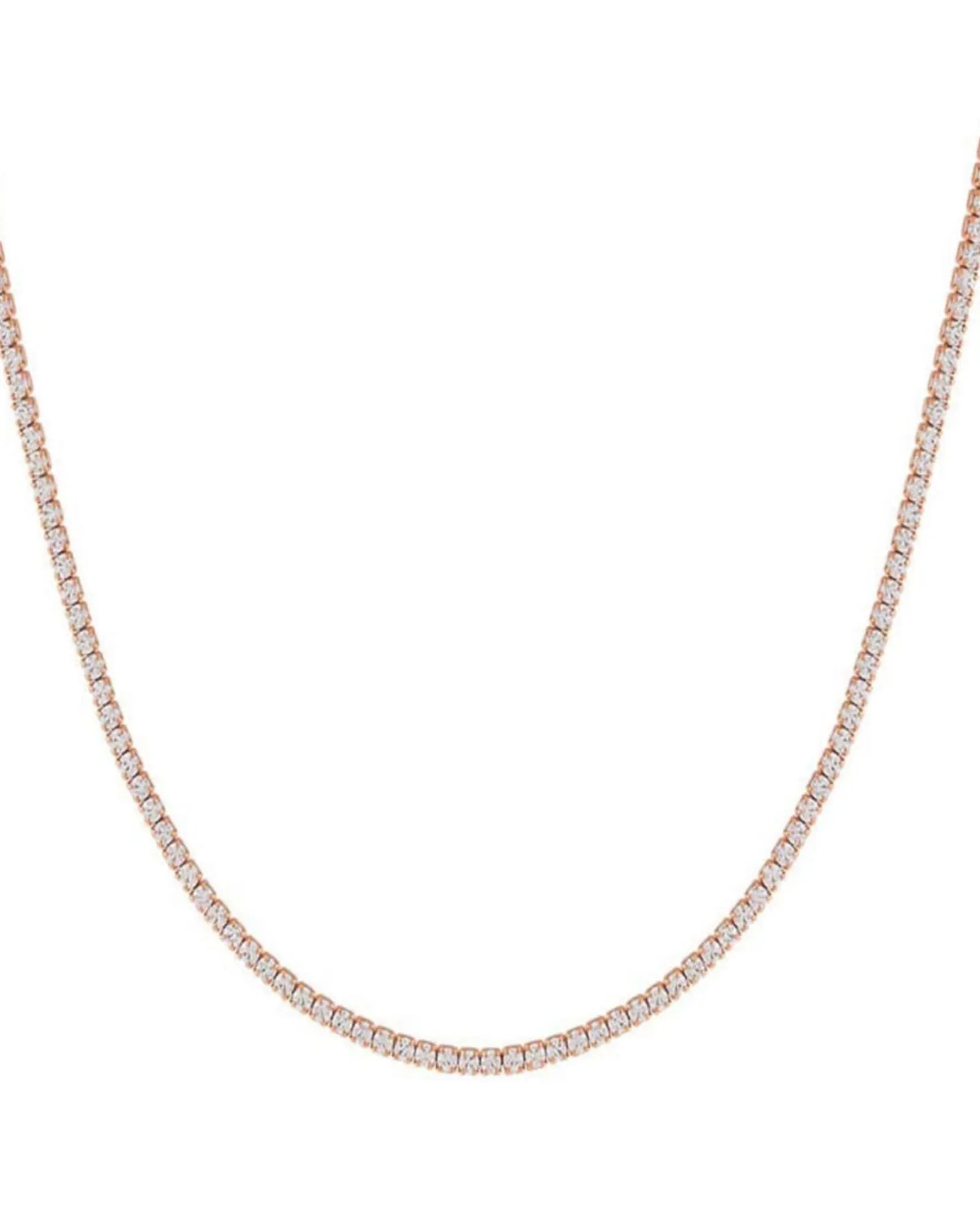 Classic Thin Tennis Necklace Rose Gold 20" | Rose Gold