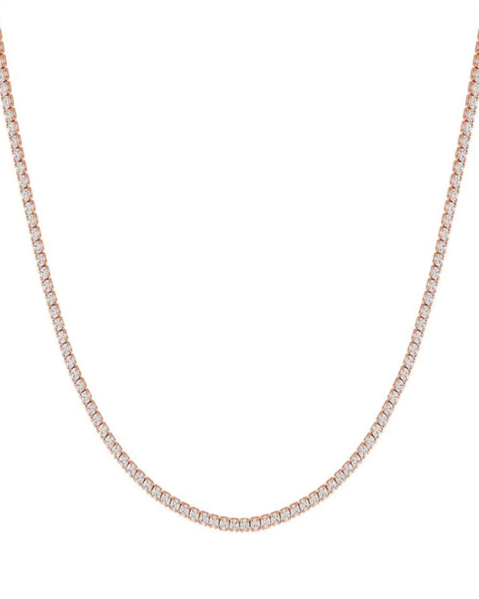 Classic Thin Tennis Necklace Rose Gold 20" | Rose Gold