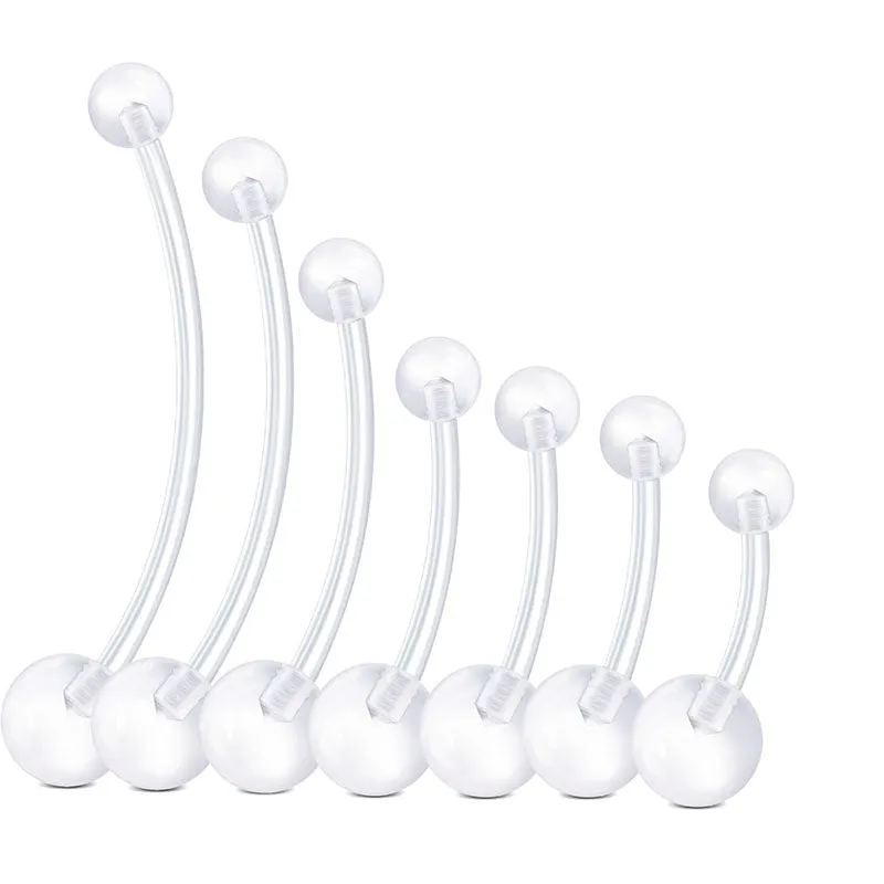 Clear Flexible Pregnancy Belly Rings Retainer Acrylic 14G Different Length Available