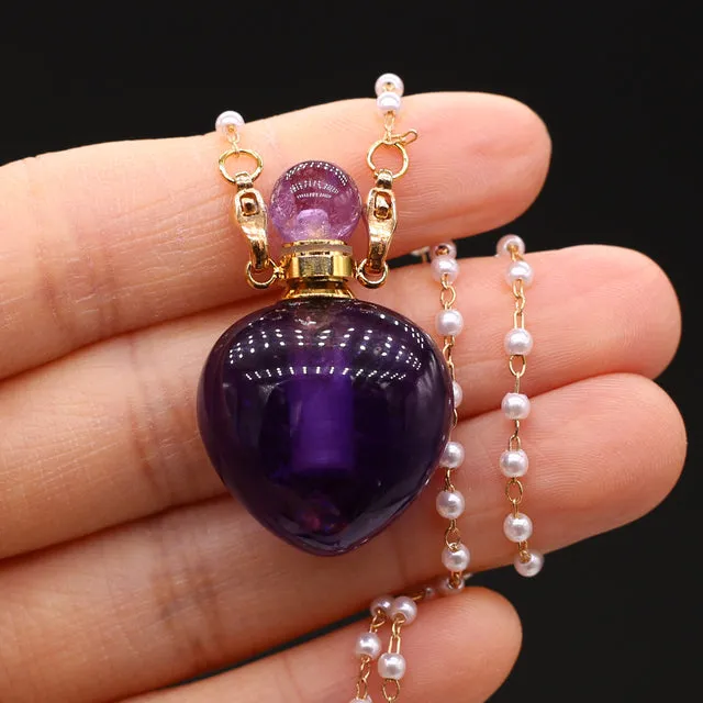 Colette - Natural Amethysts Perfume Bottle Pendant