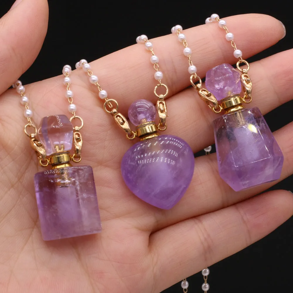 Colette - Natural Amethysts Perfume Bottle Pendant