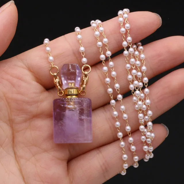 Colette - Natural Amethysts Perfume Bottle Pendant