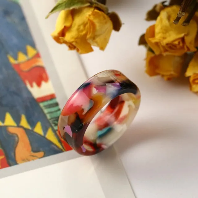 Colorful Minimalist Acrylic Resin Thin Ring