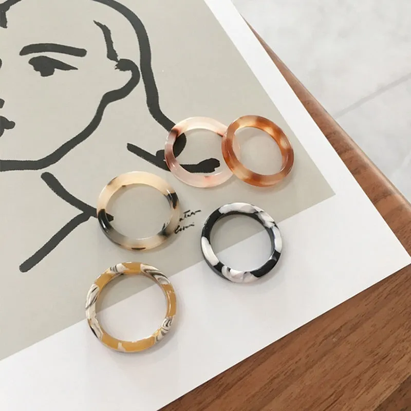Colorful Minimalist Acrylic Resin Thin Ring