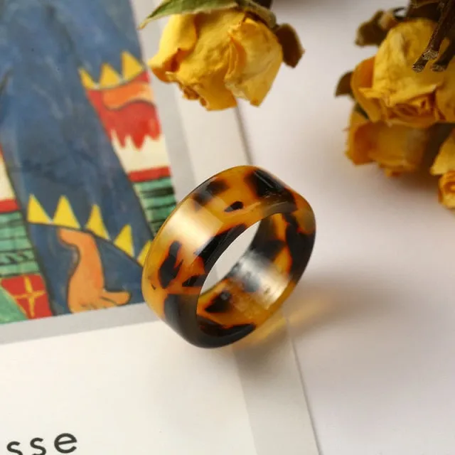 Colorful Minimalist Acrylic Resin Thin Ring