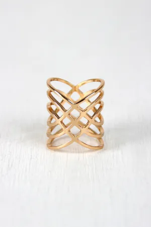 Crossover Diamond Cutout Armor Ring